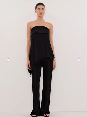 NWT Dissh Sander Black Strapless Satin Top